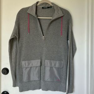 Lauren Ralph Lauren Waffle Knit 1/4 Zip Pullover Sweater Women's Gray small